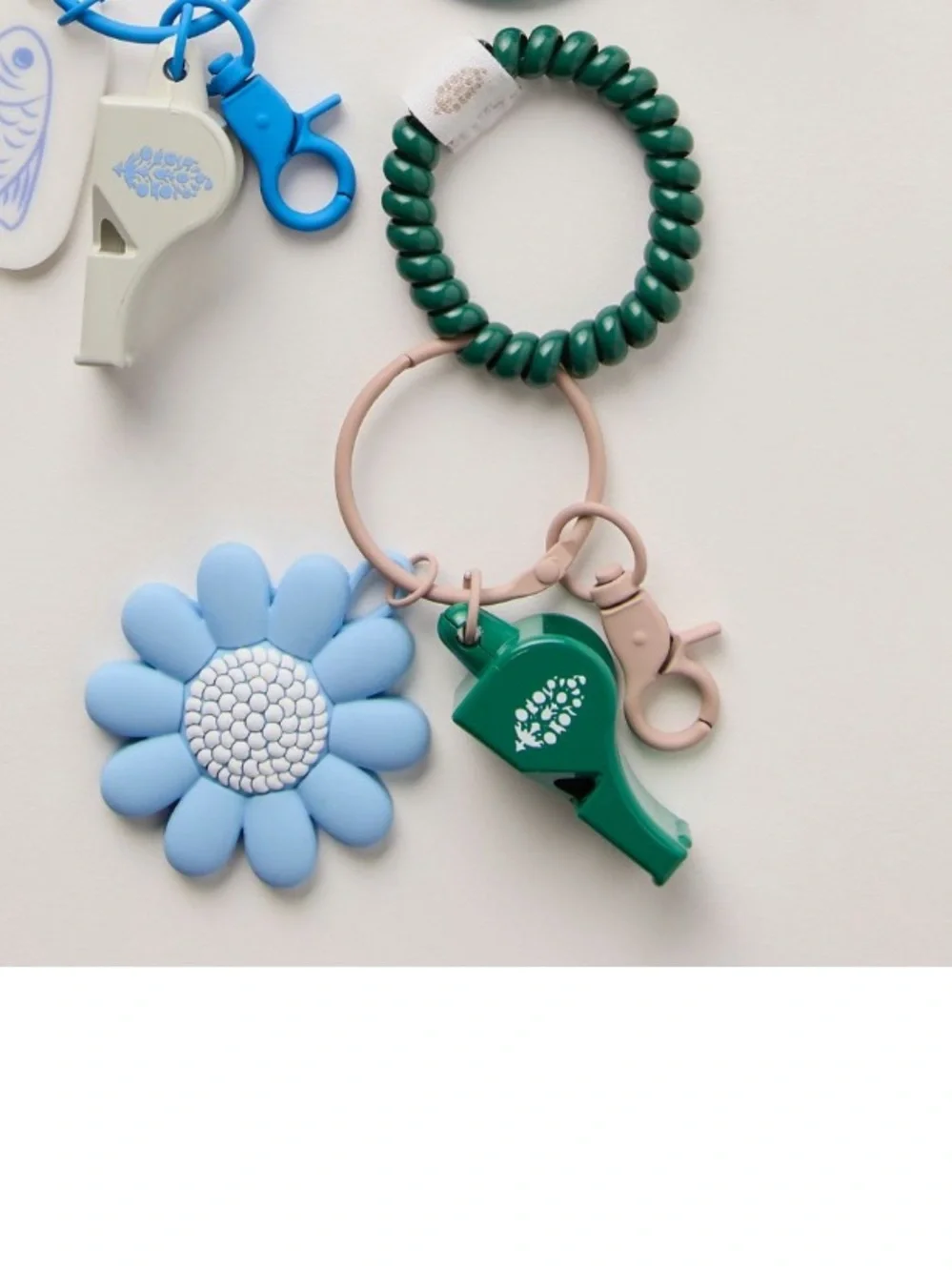 Free People Instant Replay wristlet Blue Flower Keychain Bracelet Accessory NWT